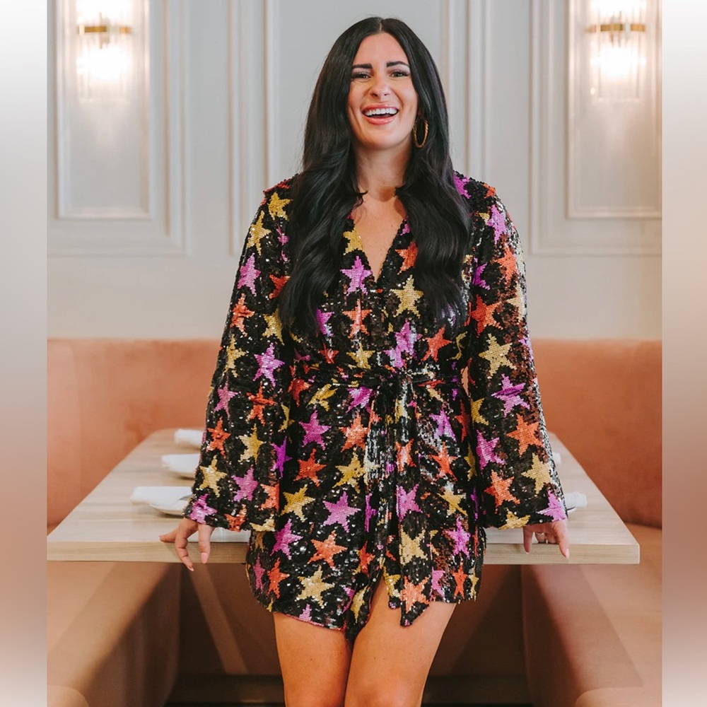 Buddy Love Fortune Teller Sequin Wrap Dress - Eras Tour Style